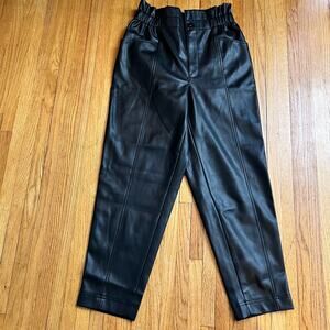 Madewell Pants Womens 6 Vegan Leather Paperbag Faux Leather Black MB292